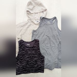 Athleta/Zara Girl Bundle 8/9 and L12 Hoodie, Sleeveless workout tops